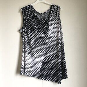 Cleo Asymmetrical B&W Geometric Patchwork Draped Neck Top